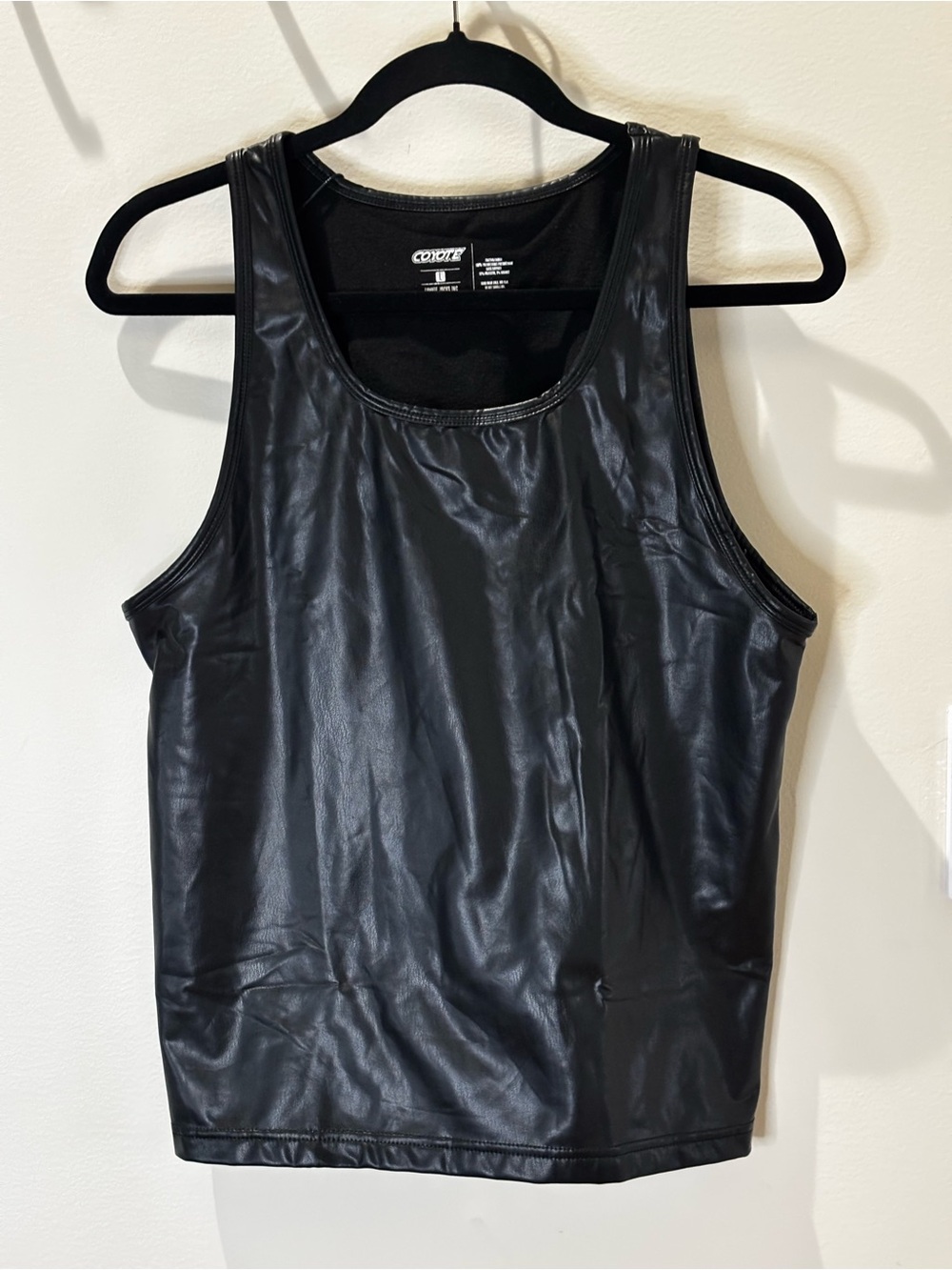 Black Faux Leather Tank Top0932